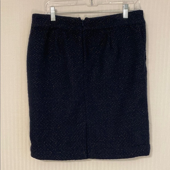 Merona Skirt Pencil Knee Length Navy Blue with Gold Thread Bouclé Lined Size 10 - Picture 4 of 8